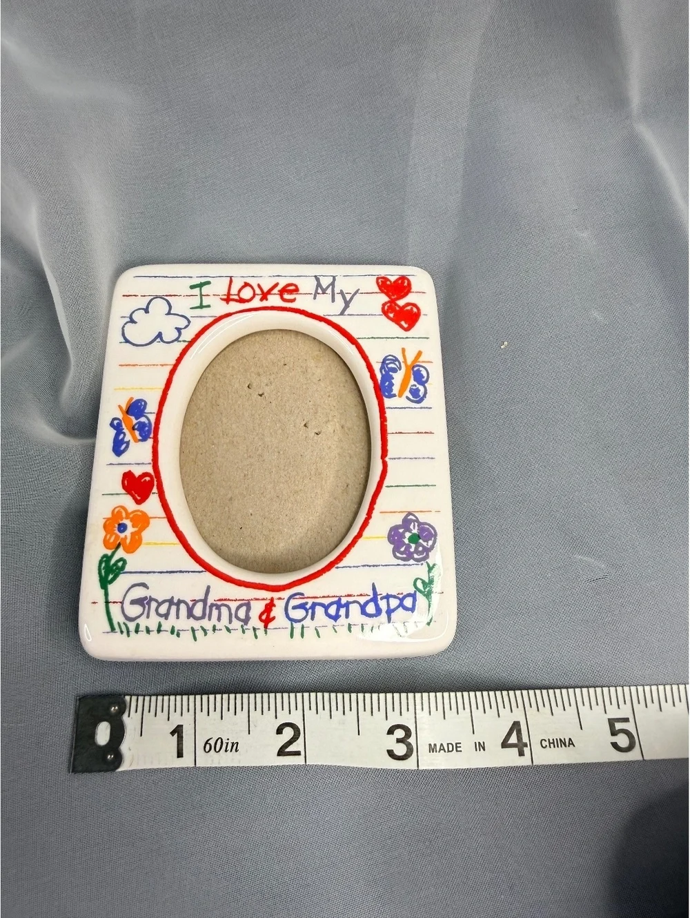 I Love My Grandma Grandpa Ceramic Photo Frame Papel Child Art 2x3